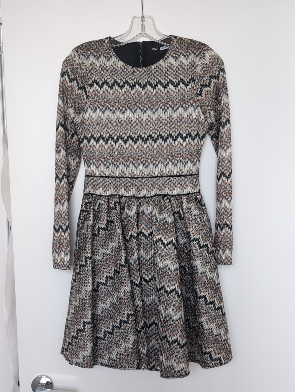 Maje Black Metallic Knit Long Sleeve Dress With Pockets New With Tags